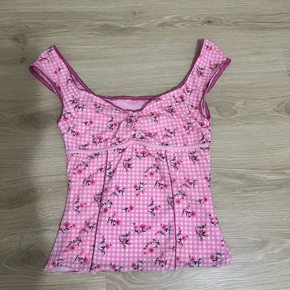 Pink Floral Babydoll Blouse
